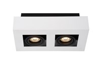 Lucide XIRAX - Plafondspot - LED Dim to warm - GU10 - 2x5W 2200K/3000K - Wit aangezet 1