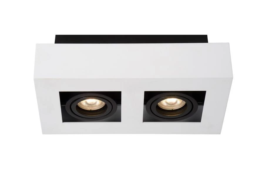 Lucide XIRAX - Plafondspot - LED Dim to warm - GU10 - 2x5W 2200K/3000K - Wit - aangezet 1
