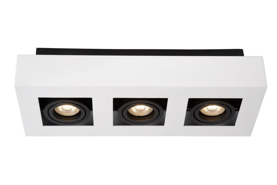 Lucide XIRAX - Plafondspot - LED Dim to warm - GU10 - 3x5W 2200K/3000K - Wit - aangezet 1