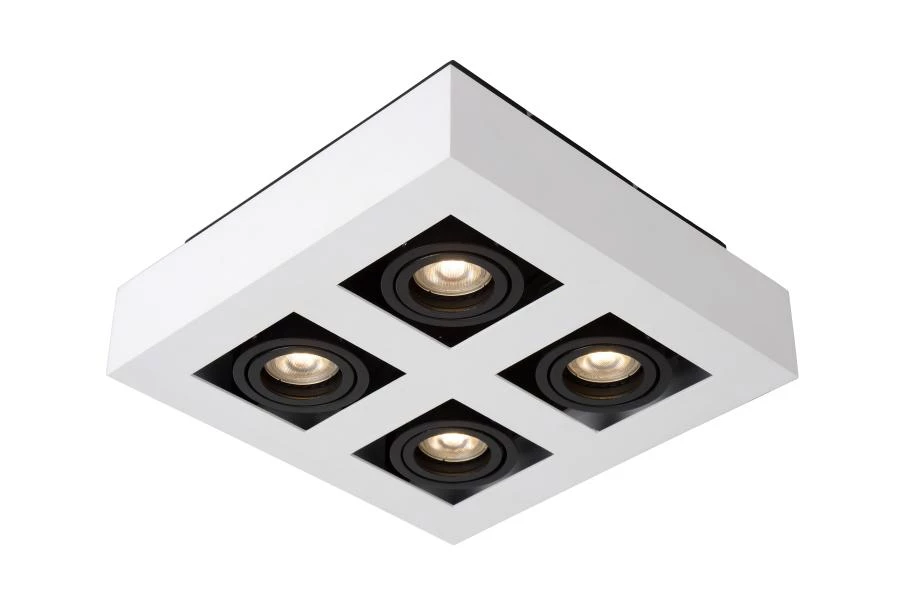 Lucide XIRAX - Plafondspot - LED Dim to warm - GU10 - 4x5W 2200K/3000K - Wit - aangezet 1
