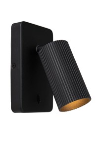 Lucide CLUBS - Lámpara de cabecera / Lámpara de pared - 1xGU10 - Negro encendido