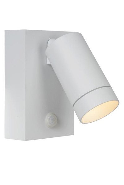 Lucide TAYLOR - Wandstrahler / Wandleuchte Innen/Außen - 1xGU10 - IP54 - Bewegungssensor - Weiß