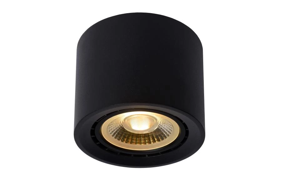 Lucide FEDLER - Ceiling spotlight - Ø 12 cm - LED Dim to warm - GU10 (ES111) - 1x12W 2200K/3000K - Black - turned on