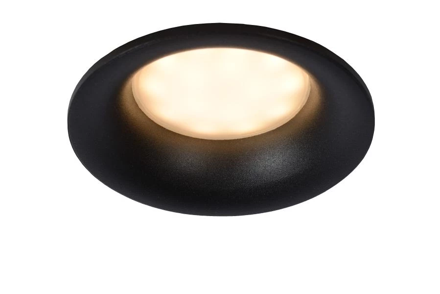 Lucide ZIVA - Spot encastrable Salle de bains - Ø 8,4 cm - 1xGU10 - IP44 - Noir - allumé