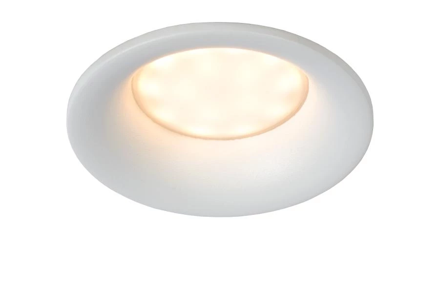 Lucide ZIVA - Spot encastrable Salle de bains - Ø 8,5 cm - 1xGU10 - IP44 - Blanc - allumé 1