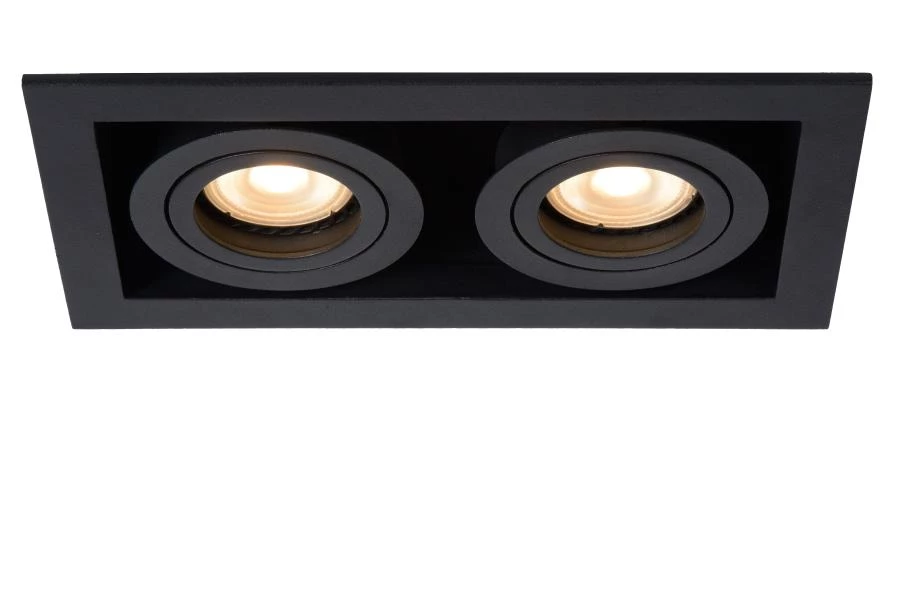 Lucide CHIMNEY - Spot encastrable - 2xGU10 - Noir - allumé