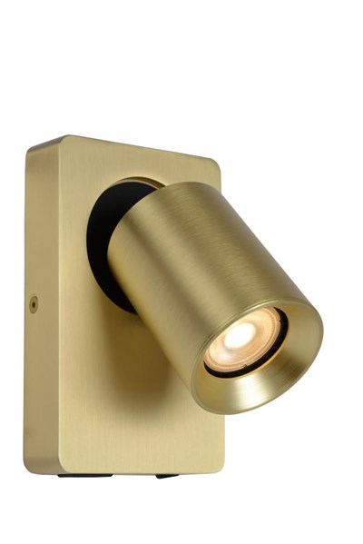 Lucide NIGEL - Lámpara de cabecera / Lámpara de pared - LED Dim to warm - GU10 - 1x5W 2200K/3000K - Con punto de carga USB - Oro mate / Latón