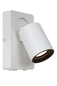 Lucide NIGEL - Bedside lamp / Wall light - LED Dim to warm - CCT - GU10 (MR16) - 1x5W 2200K/3000K - With USB charging point - White turned on 1