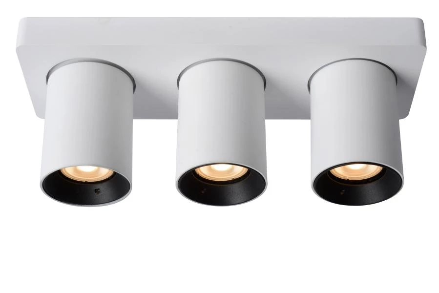 Lucide NIGEL - Ceiling spotlight - LED Dim to warm - GU10 - 3x5W 2200K/3000K - White - turned on 1