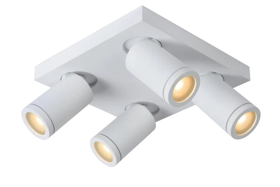 Lucide TAYLOR - Ceiling spotlight Bathroom - LED Dim to warm - GU10 - 4x5W 2200K/3000K - IP44 - White - turned on 1