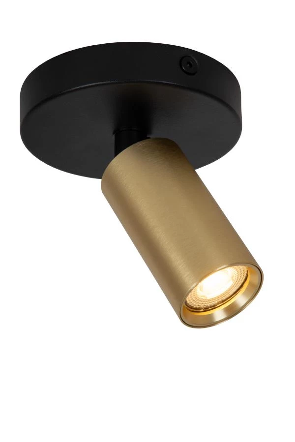 Lucide RITMO - Ceiling spotlight - Ø 10 cm - 1xGU10 (MR11) - Matt Gold / Brass - turned on 2