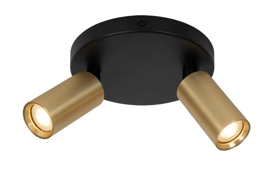 Lucide RITMO - Ceiling spotlight - Ø 15 cm - 2xGU10 (MR11) - Matt Gold / Brass - turned on 2