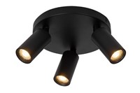 Lucide RITMO - Ceiling spotlight - Ø 18 cm - 3xGU10 (MR11) - Black turned on