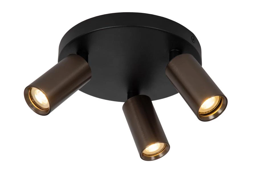 Lucide RITMO - Ceiling spotlight - Ø 18 cm - 3xGU10 (MR11) - Coffee - turned on 7