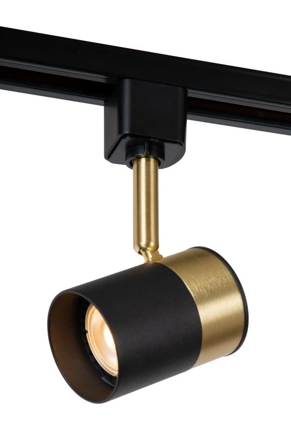 Lucide TRACK FLORIS Track spot - 1-circuit Track lighting system - 1xGU10 - Black (Extension) - turned on