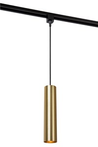 Lucide TRACK FLORIS pendant - 1-circuit Track lighting system - 1xGU10 - Matt Gold / Brass (Extension) turned on 2