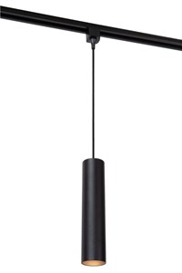 Lucide TRACK FLORIS pendant - 1-circuit Track lighting system - 1xGU10 - Black (Extension) turned on