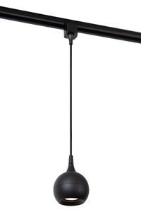 Lucide TRACK FAVORI Suspension - Système de rail monophasé / Éclairage sur rail - 1xGU10 - Noir (Extension) allumé