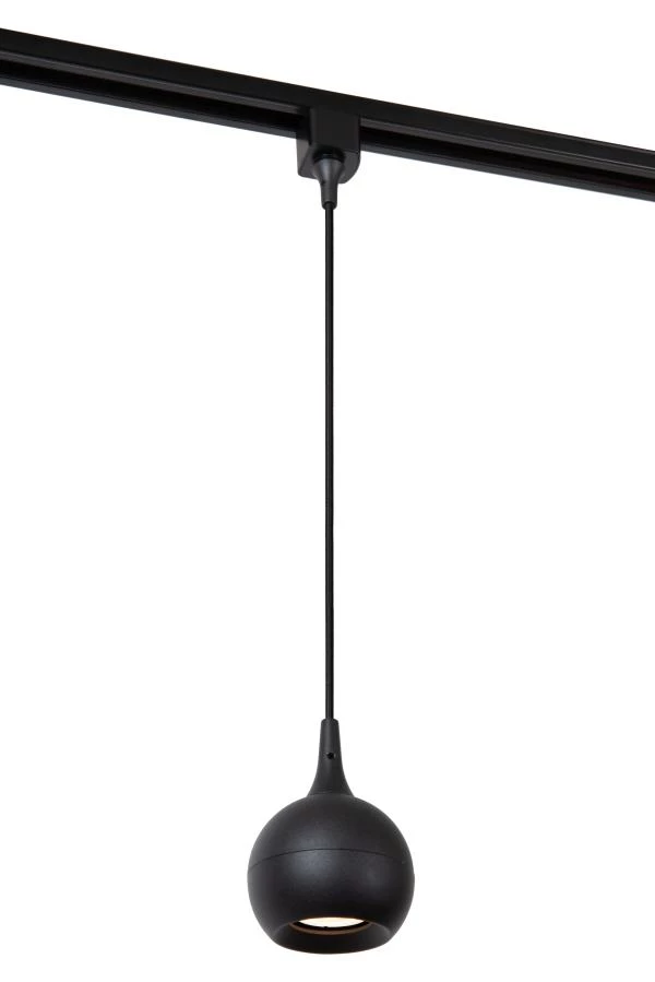 Lucide TRACK FAVORI Suspension - Système de rail monophasé / Éclairage sur rail - 1xGU10 - Noir (Extension) - allumé