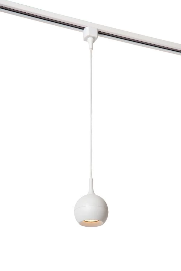 Lucide TRACK FAVORI pendant - 1-circuit Track lighting system - 1xGU10 - White (Extension) - turned on 1