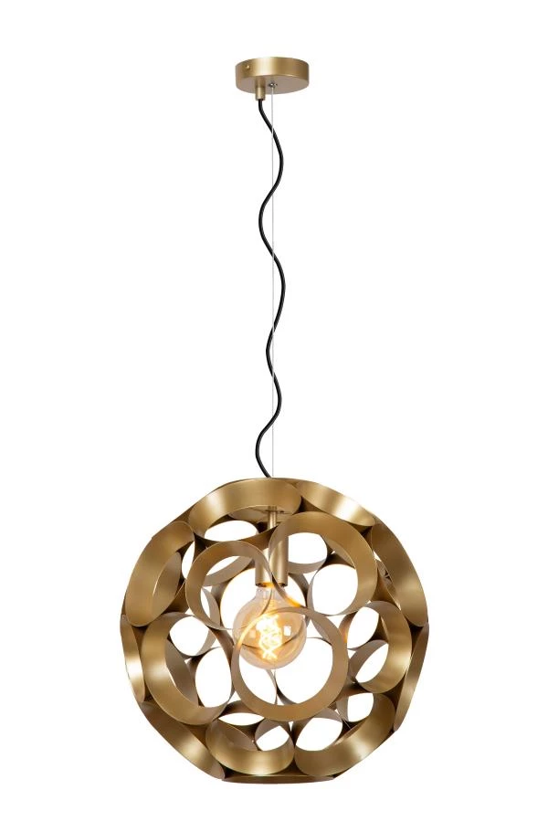Lucide HANNELORE - Hanglamp - Ø 40 cm - 1xE27 - Mat Goud / Messing - aangezet 2