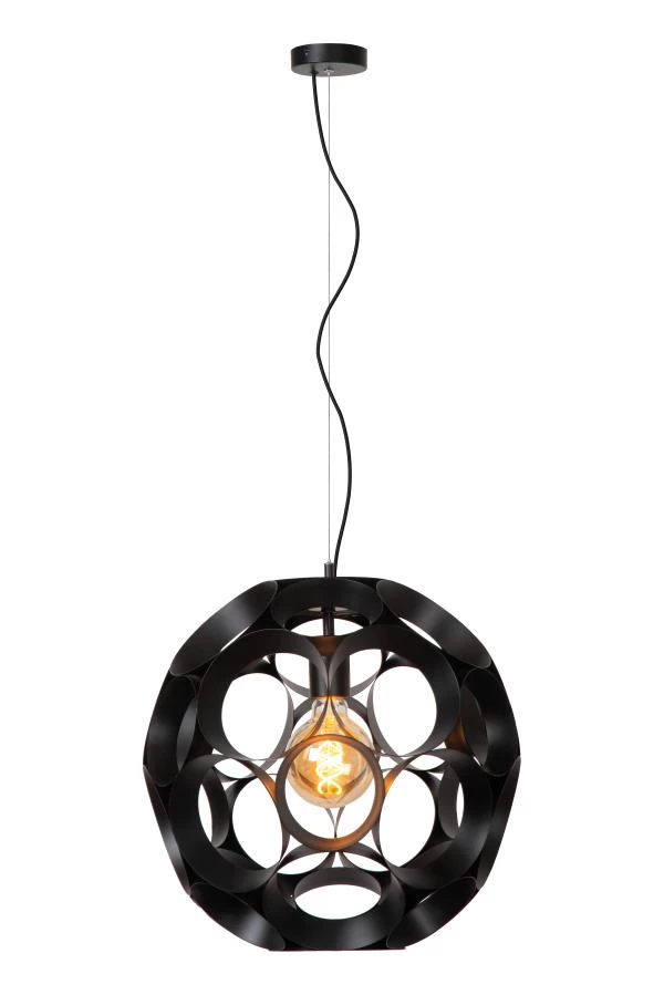 Lucide HANNELORE - Suspension - Ø 40 cm - 1xE27 - Noir - allumé