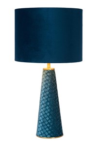 Lucide EXTRAVAGANZA VELVET - Table lamp - Ø 25 cm - 1xE27 - Turquoise turned on 7