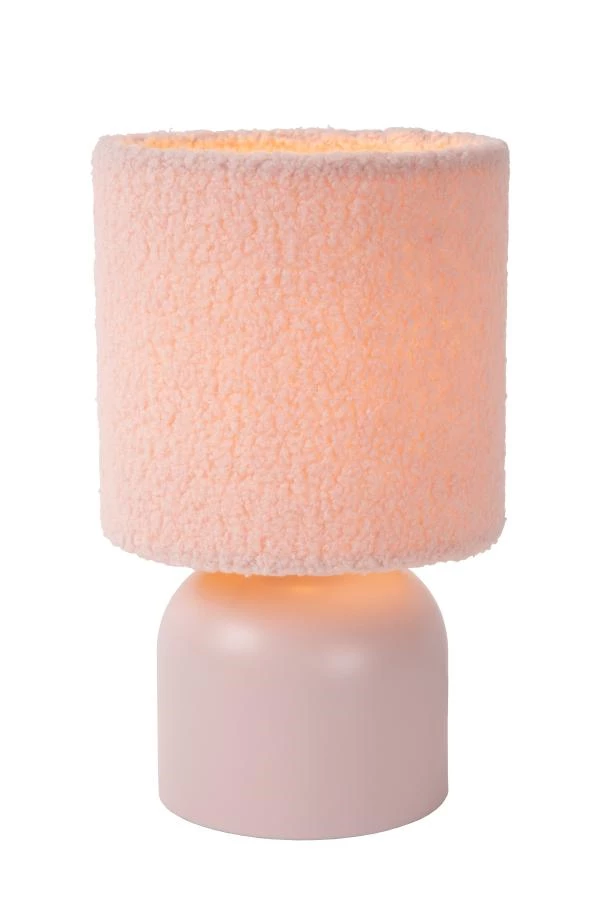 Lucide WOOLLY - Lampe de table - Ø 16 cm - 1xE14 - Rose - allumé 6