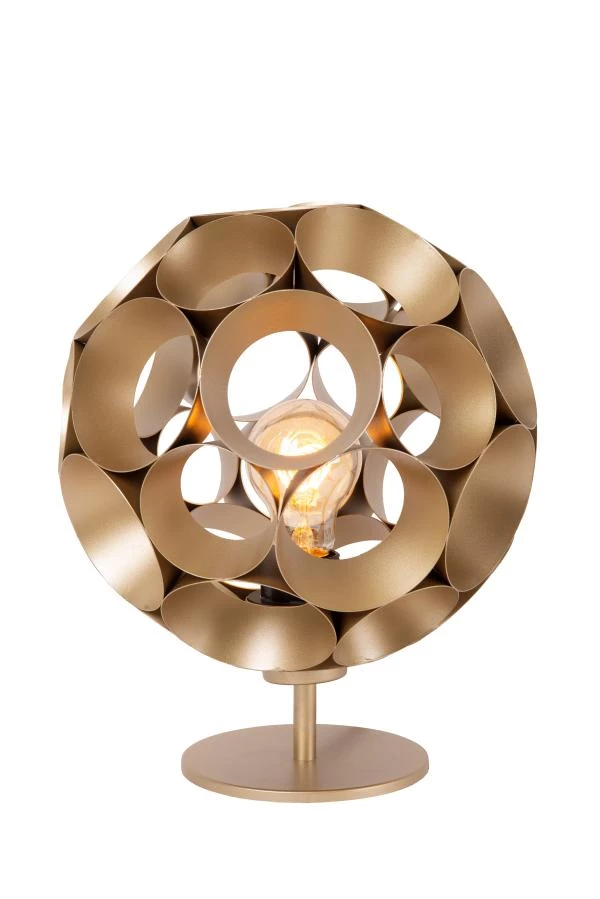 Lucide HANNELORE - Lampe de table - Ø 25 cm - 1xE27 - Or Mat / Laiton - allumé 2