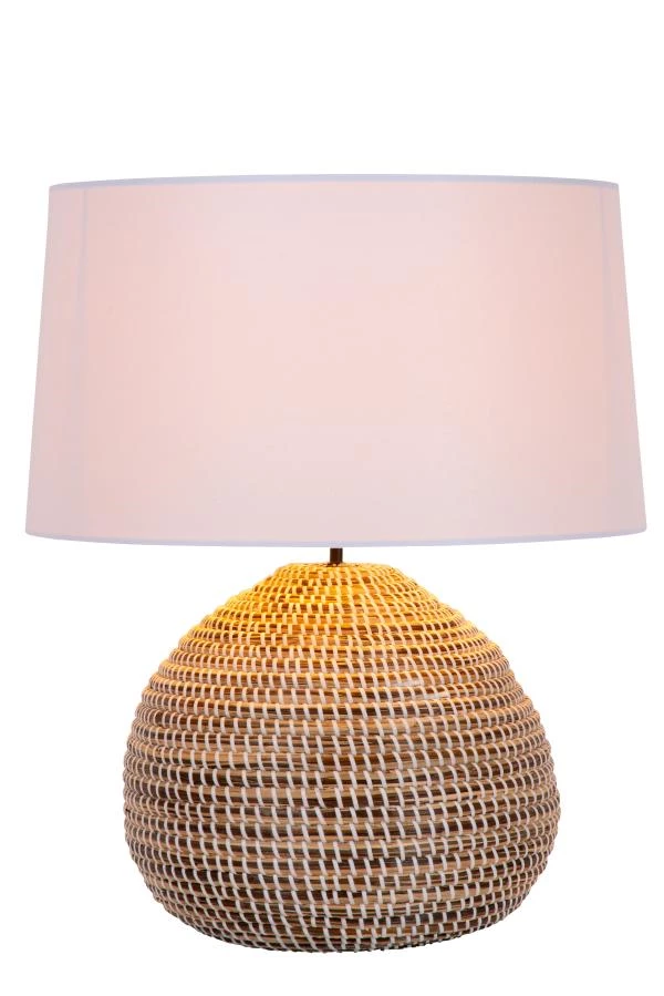 Lucide Premium MADUKA - Tafellamp - Ø 45 cm - 1xE27 - Naturel - aangezet 3
