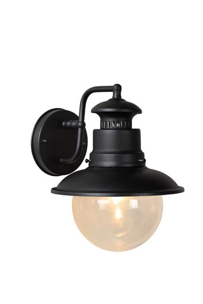 Lucide FIGO - Lámpara de pared Dentro/Fuera - Ø 21,5 cm - 1xE27 - IP44 - Negro
