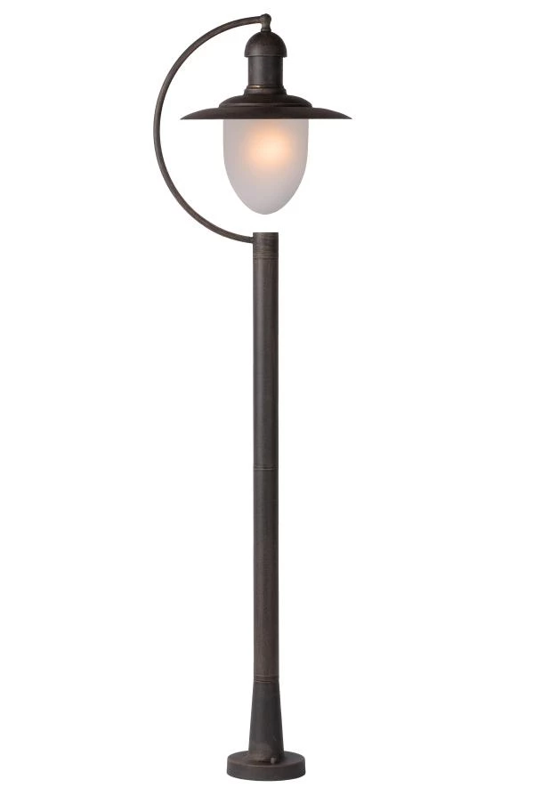 Lucide ARUBA - Lamp post - Ø 25 cm - 1xE27 - IP44 - Rust Brown - turned on 7