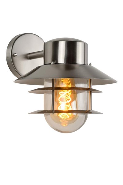 Lucide ZICO - Wall light Indoor/Outdoor - Ø 21,8 cm - 1xE27 - IP44 - Satin Chrome