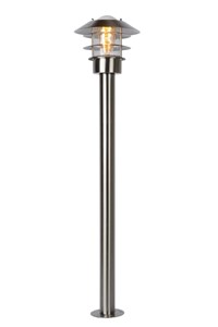 Lucide ZICO - Lamp post - Ø 21,8 cm - 1xE27 - IP44 - Satin Chrome turned on 2