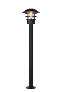 Lucide ZICO - Lamp post - Ø 21,8 cm - 1xE27 - IP44 - Black turned on