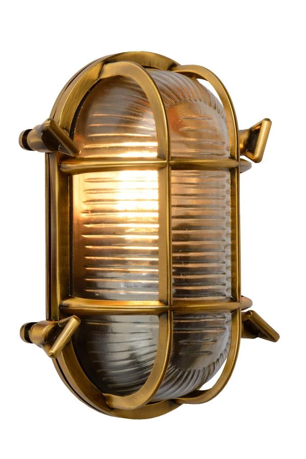 Lucide DUDLEY - Lámpara de pared Dentro/Fuera - 1xE27 - IP65 - Oro mate / Latón - encendido 2