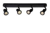 Lucide JASTER-LED - Plafondspot - LED - GU10 - 4x5W 2700K - Zwart aangezet