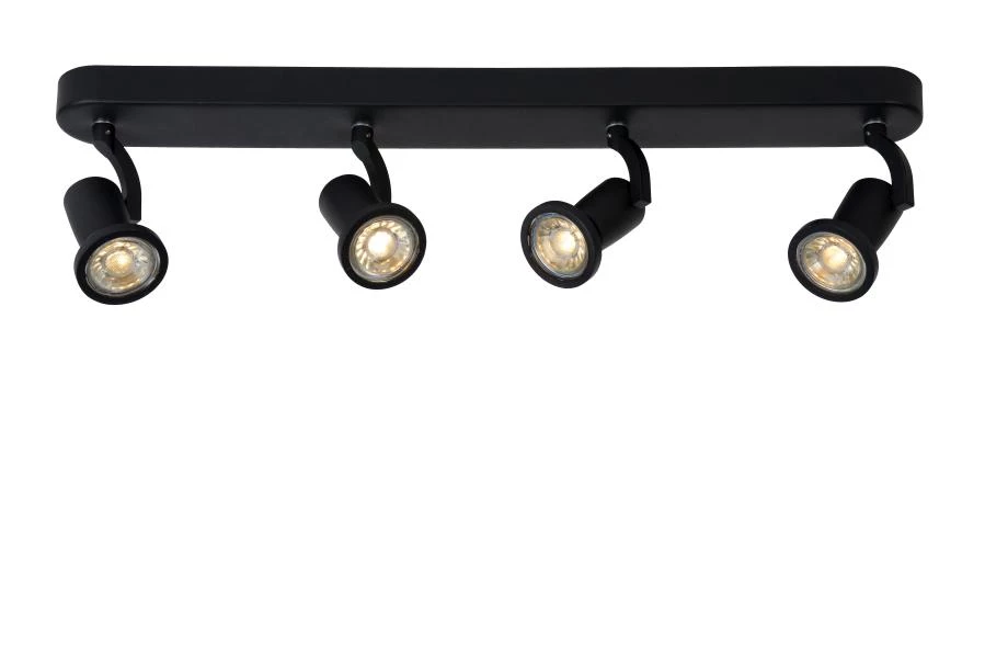 Lucide JASTER-LED - Plafondspot - LED - GU10 - 4x5W 2700K - Zwart - aangezet