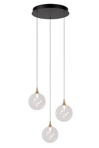 Lucide Premium GISELA - Pendant light - Ø 36 cm - LED Dim. - 3x4,3W 2700K - Transparant turned on