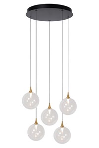 Lucide Premium GISELA - Lámpara colgante - Ø 48 cm - LED Regul. - 5x3,8W 2700K - Transparente encendido