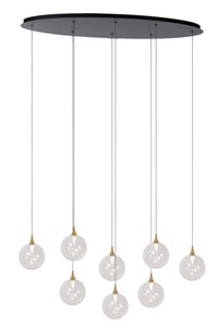 Lucide Premium GISELA - Lámpara colgante - LED Regul. - 8x3,9W 2700K - Transparente encendido