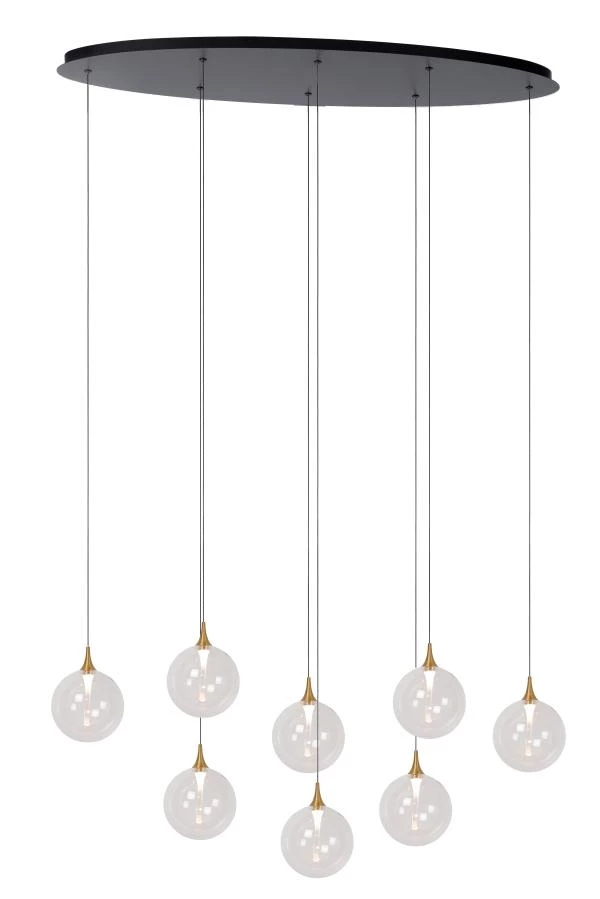 Lucide Premium GISELA - Pendelleuchten - LED Dim. - 8x3,9W 2700K - Transparent - eingeschaltet