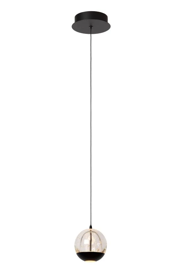 Lucide SENTUBAL - Pendelleuchten - Ø 14 cm - LED - 1x6,3W 2700K - Schwarz - eingeschaltet
