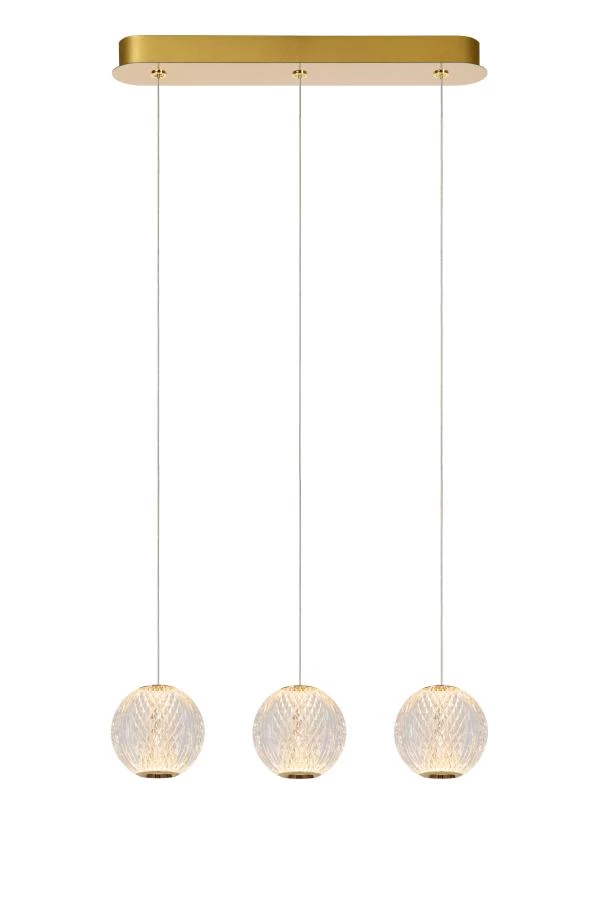 Lucide CINTRA - Hanglamp - LED Dimb. - 3x4,7W 2700K - Transparant - aangezet