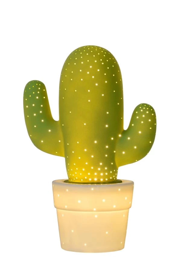 Lucide CACTUS - Lampe de table - 1xE14 - Vert - allumé 3