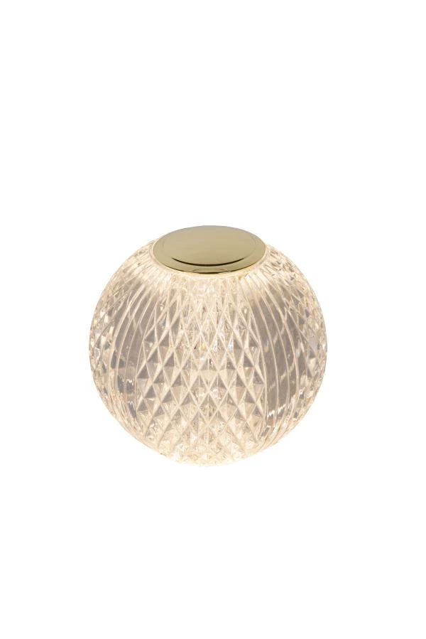 Lucide CINTRA - Lampe de table Rechargeable - Batterie/Piles - Ø 9 cm - LED 3 StepDim - 1x1,5W 2700K - Transparent - allumé