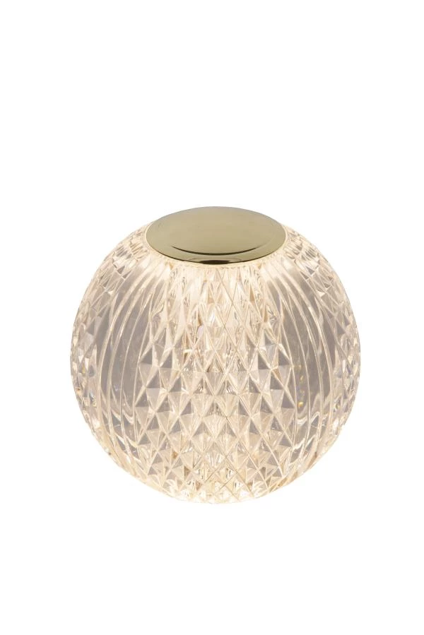 Lucide CINTRA - Lampe de table Rechargeable - Batterie/Piles - Ø 11 cm - LED 3 StepDim - 1x2W 2700K - Transparent - allumé