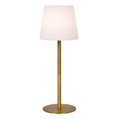 Lucide TYON - Lampe de table Rechargeable Intérieur/Extérieur - Batterie/Piles - Ø 15 cm - LED Dim. - 1x2W 2700K - IP65 - Or Mat / Laiton