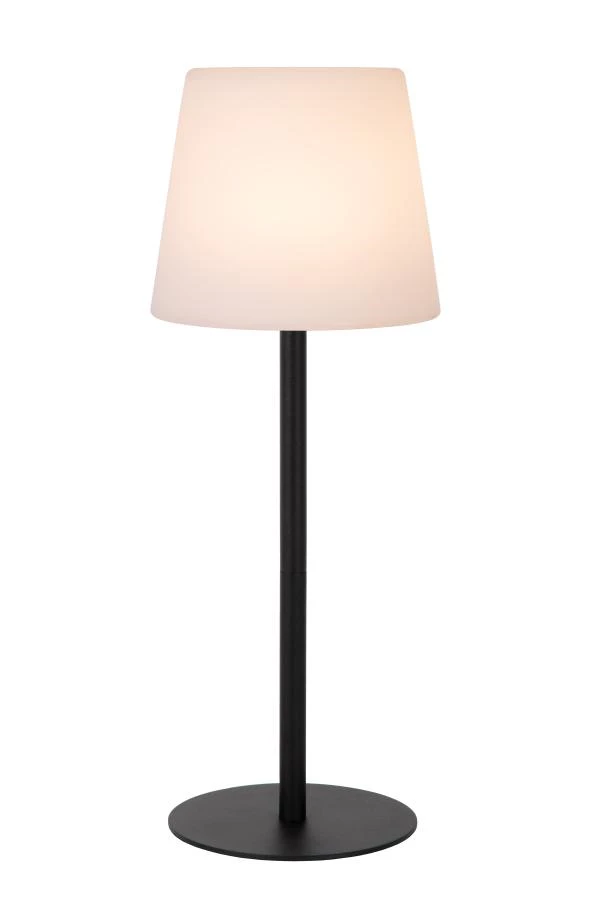Lucide TYON - wiederaufladbare Tischlampe Innen/Außen - Akku/Batterie - LED Dim. - 1x2W 2700K - IP65 - Schwarz - eingeschaltet
