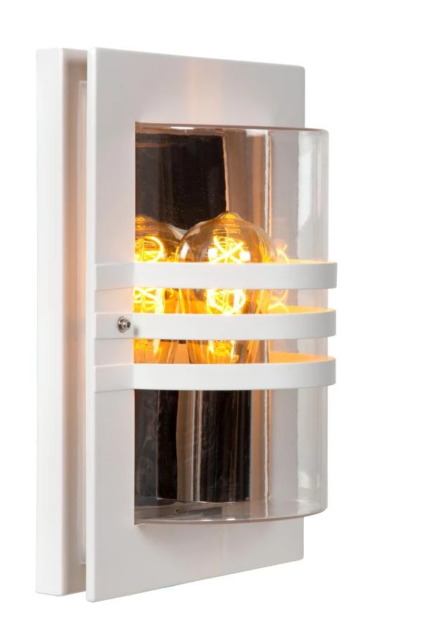 Lucide PRIVAS - Wandlamp Binnen/Buiten - 1xE27 - IP44 - Wit - aangezet 1